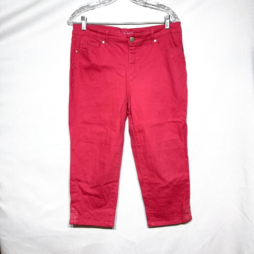 Gloria Vanderbilt Jordyn Womens Pink Crop Capri Embroidery Stretch Jeans - 6